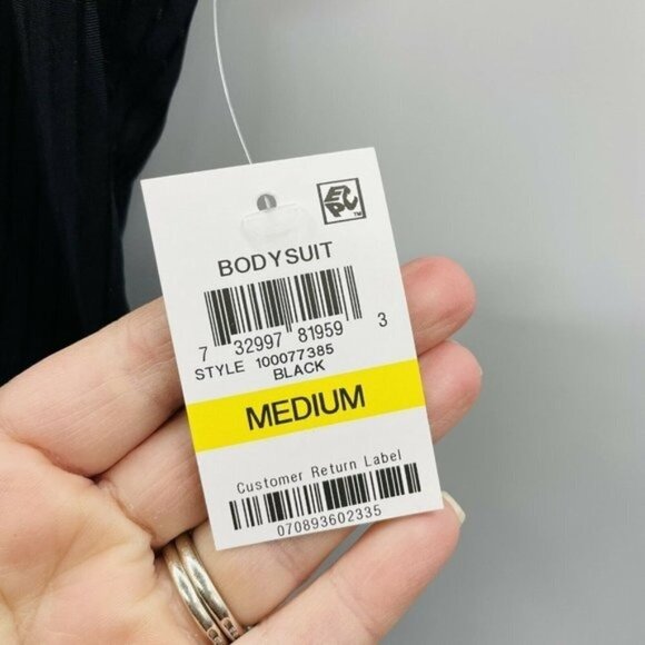 INC Size Medium Shadow Stripe Thong Bodysuit 1023 - Picture 11 of 11